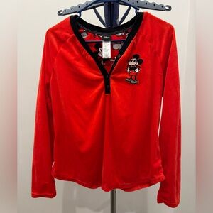 Disney Mickey Mouse Sleepwear Red Velvet Velour PJ Set Size M